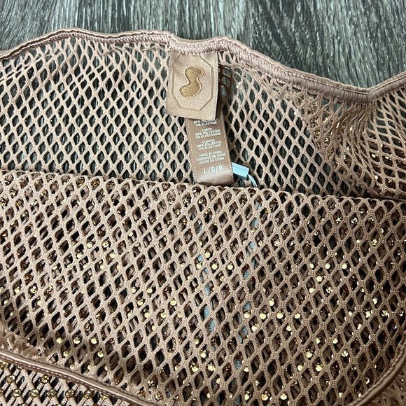 Swarovski X Skims Stretch Net Mini Skirt Gold - Picture 4 of 6